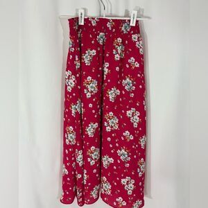 LOFT Vibrant Red Floral Skirt